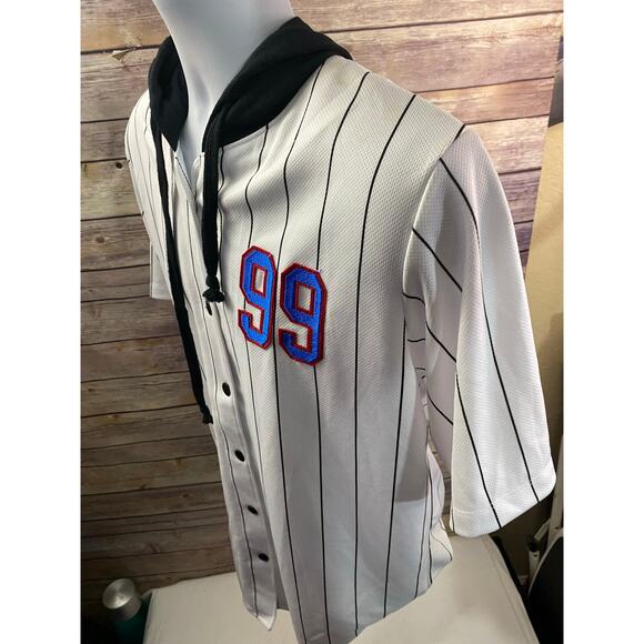 Space Jam Tune Squad Jersey Hoodie Style Pinstripe White Size M - Picture 6 of 7